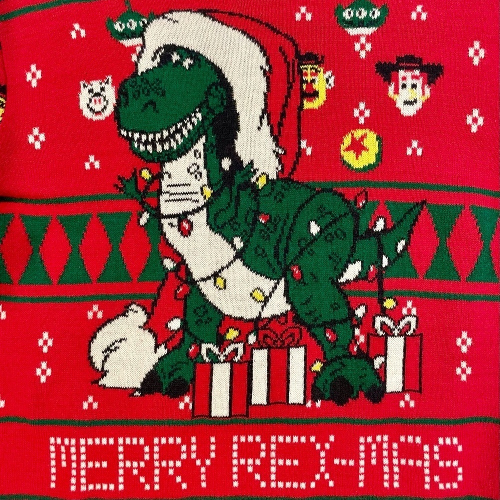 Toy Story Rex Ugly Christmas Sweater Boys 18M Merry Rex-Mas Dinosaur Woody Pixar - Picture 2 of 4